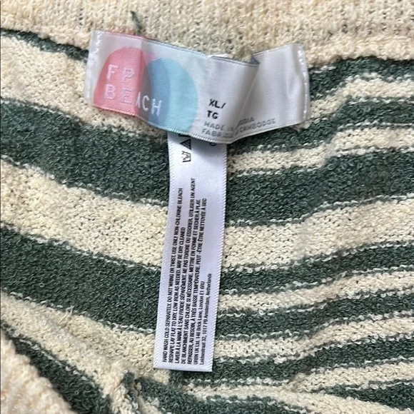 Free People Green and Cream Striped Wide Leg Pants - Picture 7 of 13